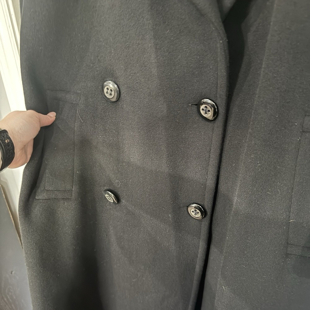 Giuliana Teso Neiman Marcus Black Wool Blend Long Coat Sz-44 Made In Italy VTG‎ - Picture 10 of 16